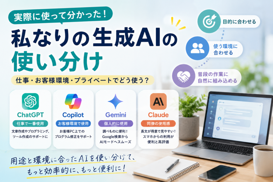 生成AIを実際に使ってみて分かったこと ～仕事・プライベートでどう使い分けていますか？～
